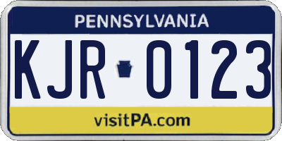 PA license plate KJR0123
