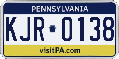 PA license plate KJR0138