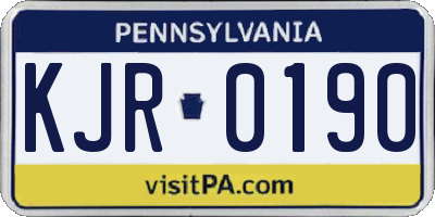 PA license plate KJR0190