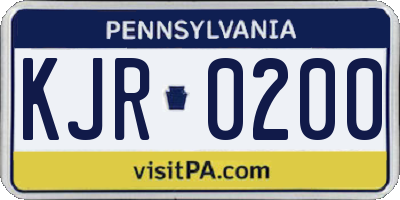 PA license plate KJR0200