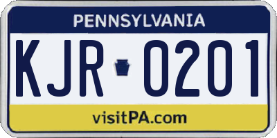 PA license plate KJR0201