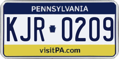 PA license plate KJR0209