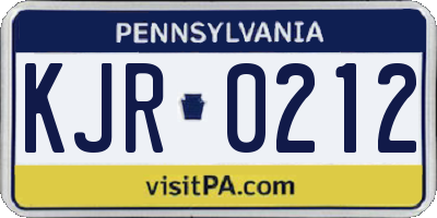 PA license plate KJR0212