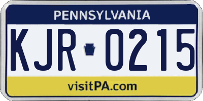PA license plate KJR0215