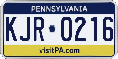 PA license plate KJR0216