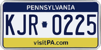PA license plate KJR0225