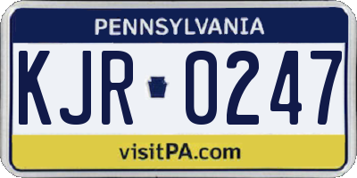 PA license plate KJR0247