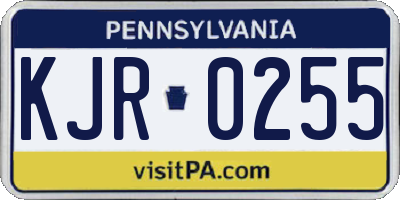 PA license plate KJR0255