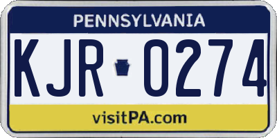 PA license plate KJR0274