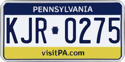 PA license plate KJR0275