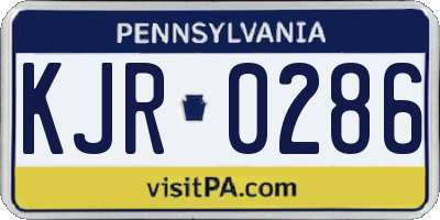 PA license plate KJR0286