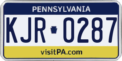 PA license plate KJR0287