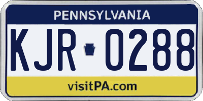PA license plate KJR0288