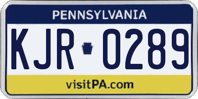 PA license plate KJR0289