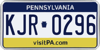 PA license plate KJR0296