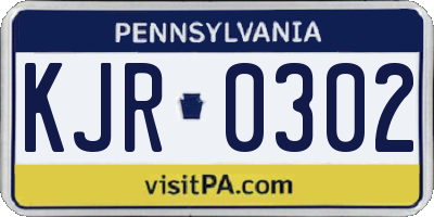 PA license plate KJR0302