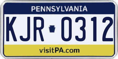 PA license plate KJR0312