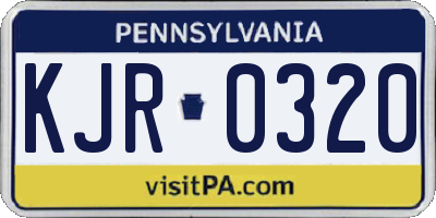 PA license plate KJR0320