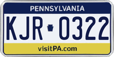 PA license plate KJR0322