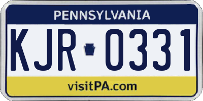 PA license plate KJR0331