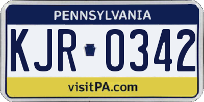 PA license plate KJR0342