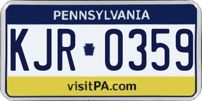 PA license plate KJR0359