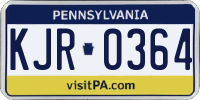 PA license plate KJR0364