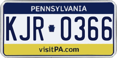 PA license plate KJR0366