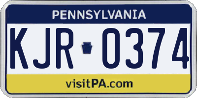 PA license plate KJR0374
