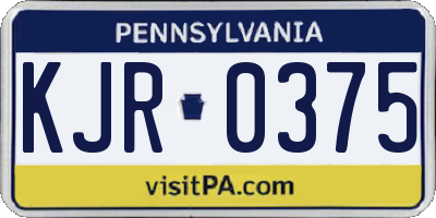 PA license plate KJR0375