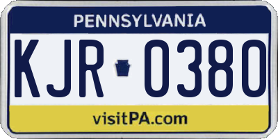 PA license plate KJR0380