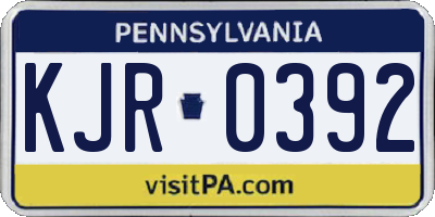 PA license plate KJR0392