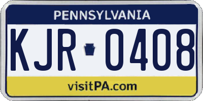PA license plate KJR0408