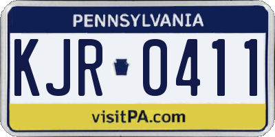 PA license plate KJR0411