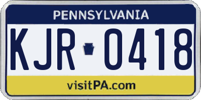 PA license plate KJR0418