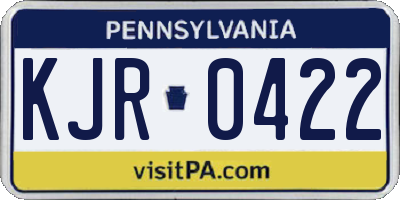 PA license plate KJR0422
