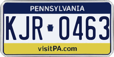 PA license plate KJR0463
