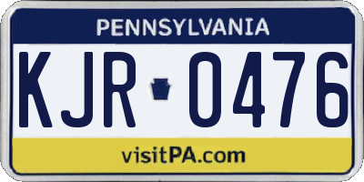 PA license plate KJR0476