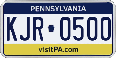 PA license plate KJR0500