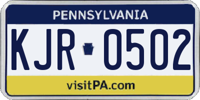 PA license plate KJR0502
