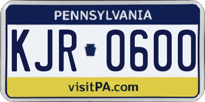 PA license plate KJR0600