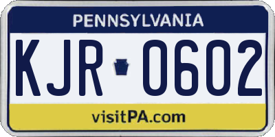 PA license plate KJR0602