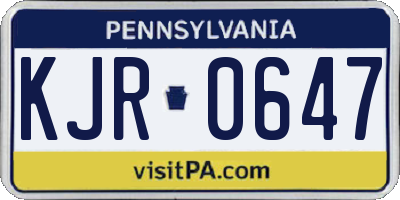 PA license plate KJR0647