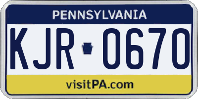 PA license plate KJR0670
