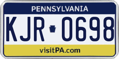 PA license plate KJR0698