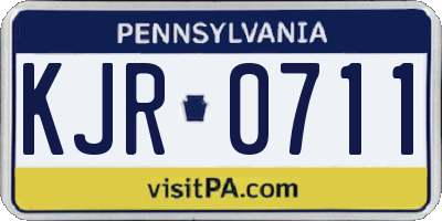 PA license plate KJR0711
