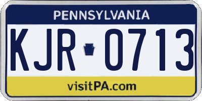 PA license plate KJR0713