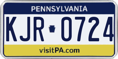 PA license plate KJR0724