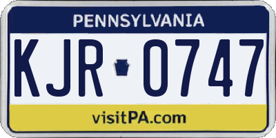 PA license plate KJR0747