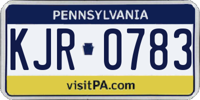 PA license plate KJR0783